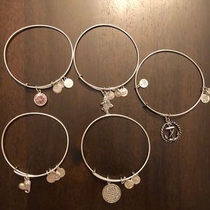 Lot of Alex & Ani bracelets in silver